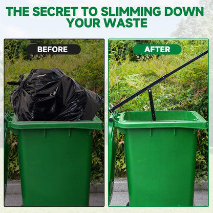 Manual Trash Compactor, Waste Recycling Hand Tool, Touchless Trash Bin Compactor for 120-660L Wheelie Bins, for Home, Kitchen, Restaurant